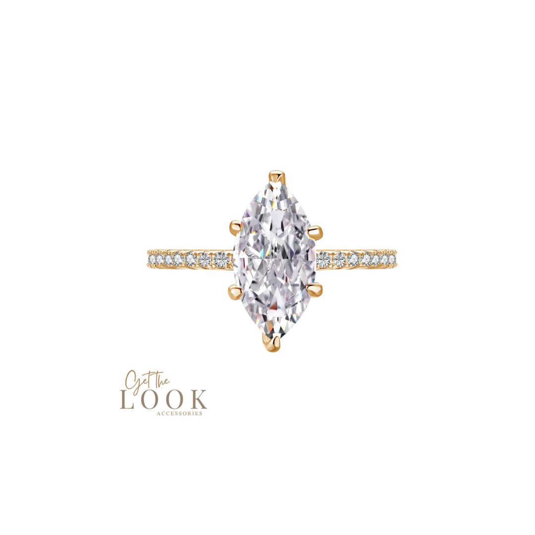 Aura Marquise 3ct Diamond Ring - Champagne Rose Gold