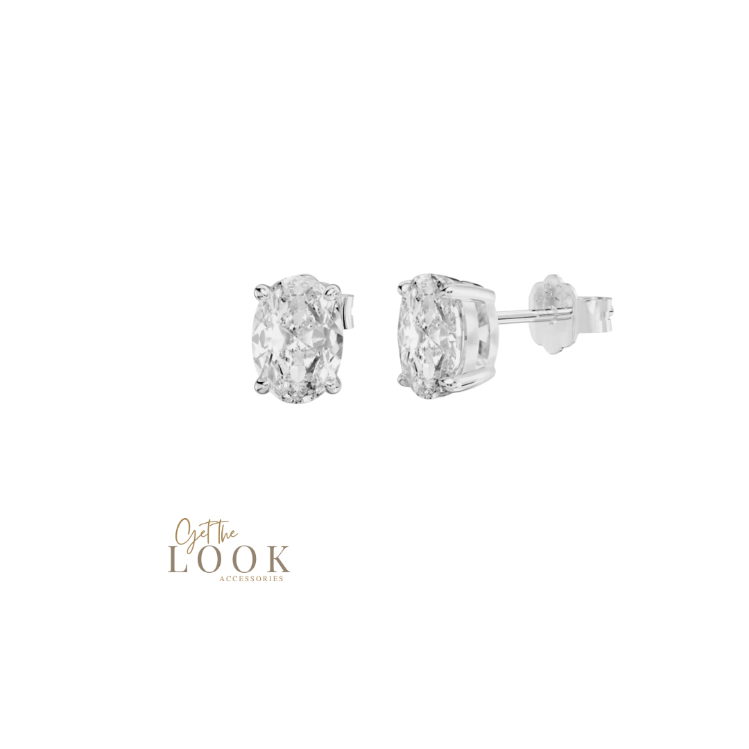 Sophia Diamond Stud Earrings - Silver