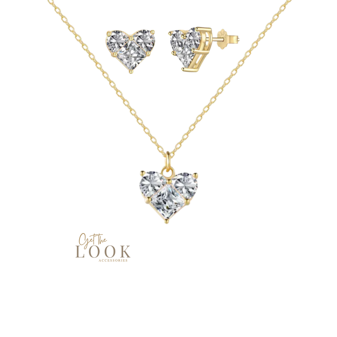 Amor Necklace & Earring Set - Gold