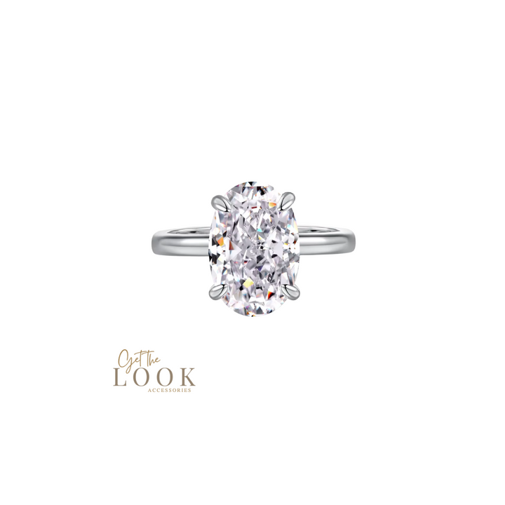 Sophia Oval 3ct Diamond Ring - Silver