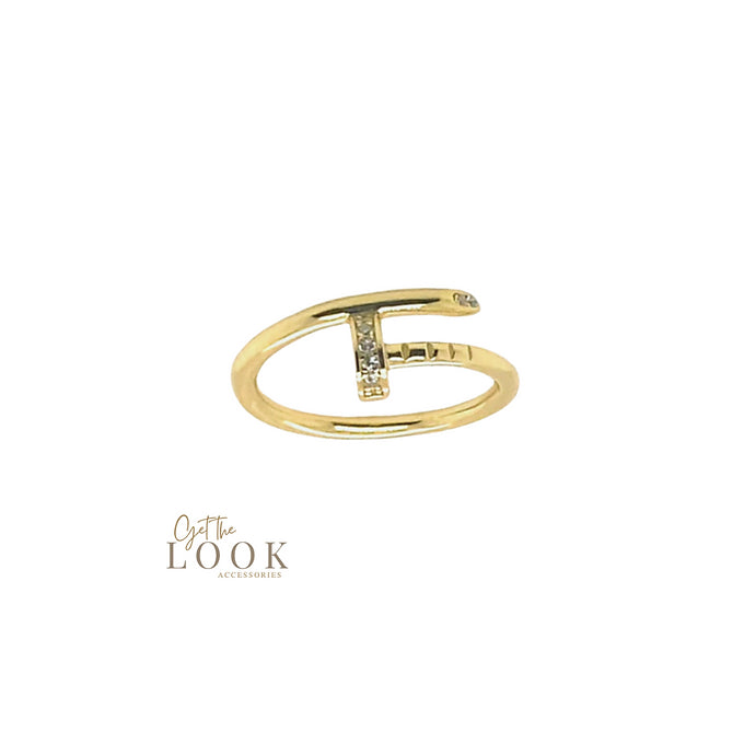 Forget Me Not Diamond Head Screw Ring - Gold