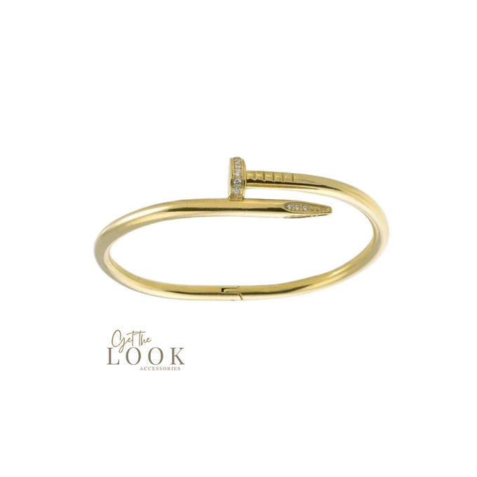 Forget Me Not Diamond Head Screw Bangle - Gold