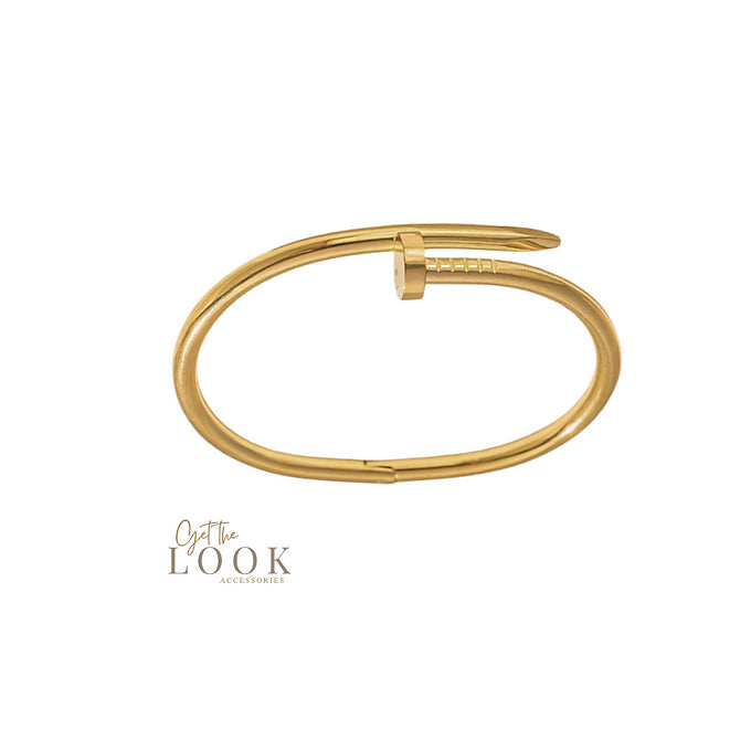 Forget Me Not Screw Bangle - Gold