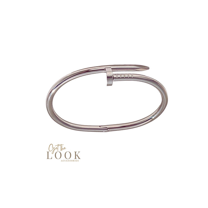Forget Me Not Screw Bangle - Silver