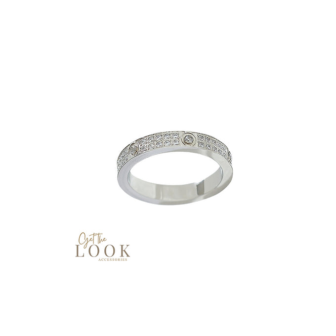 Forget Me Not Full Diamond Ring - Silver