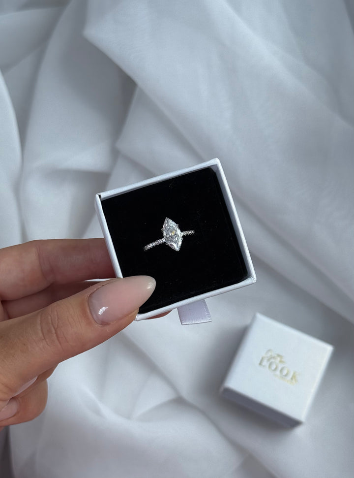 Aura Marquise 3ct Diamond Ring - Silver