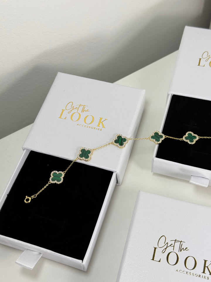 Luxe Clover Bracelet - Gold & Green
