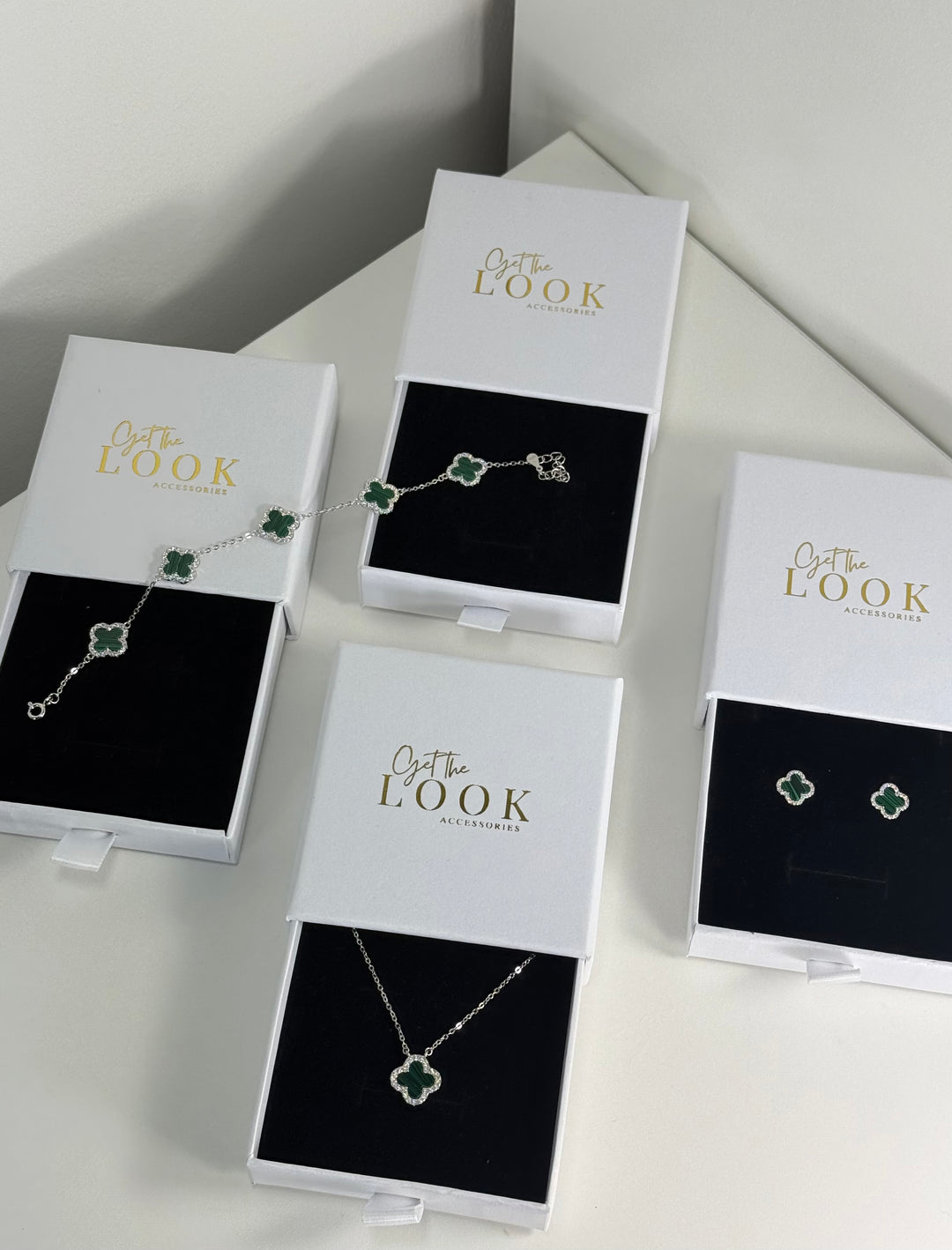 Luxe Clover Necklace - Silver & Green