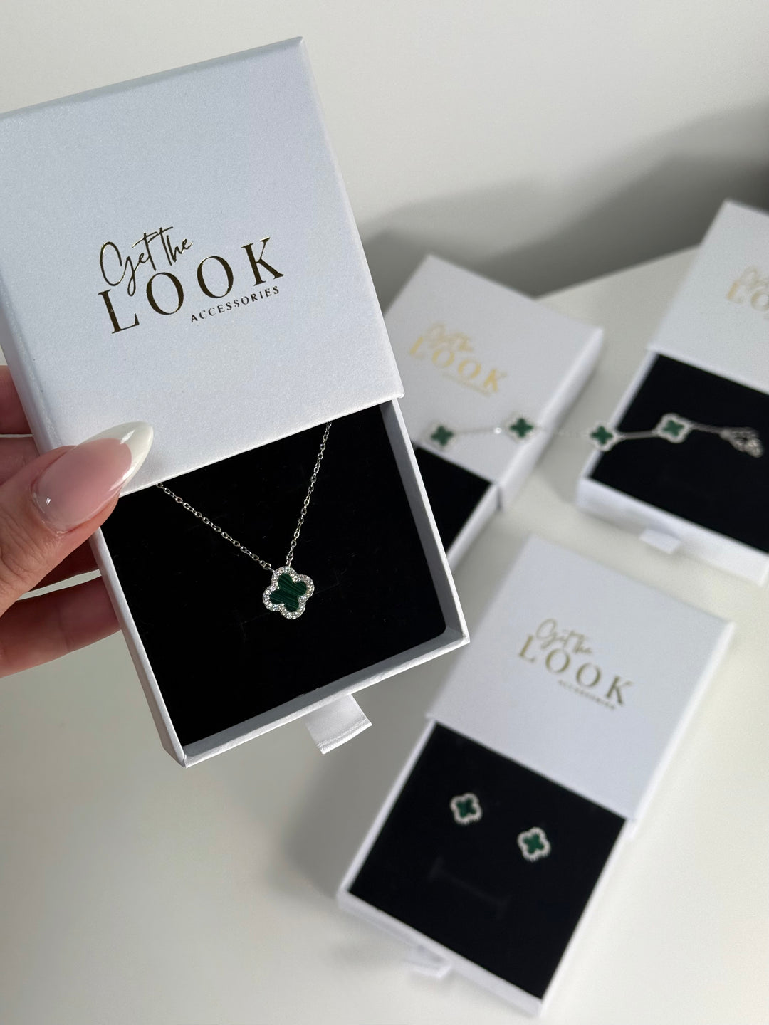 Luxe Clover Necklace - Silver & Green