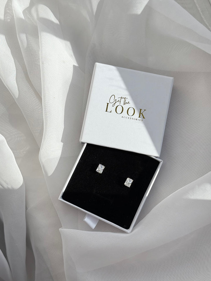 Tia Diamond Stud Earrings - Silver