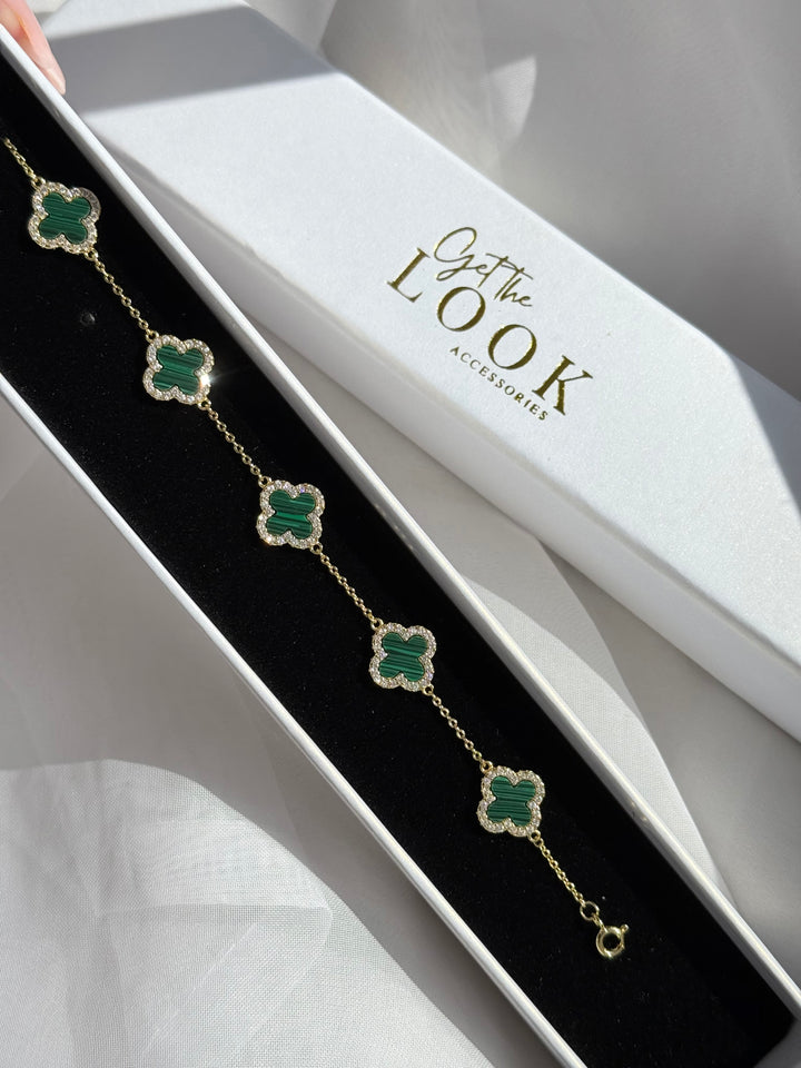 Luxe Clover Bracelet - Gold & Green