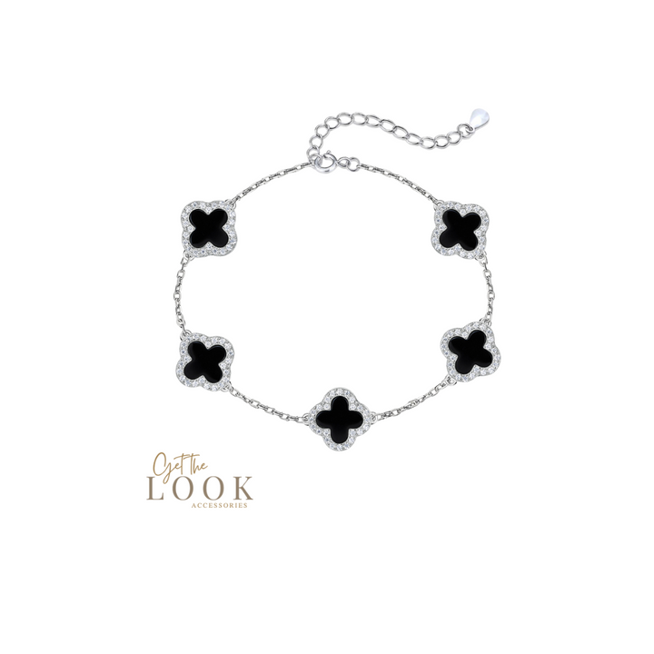 Luxe Clover Bracelet - Silver & Black Onyx