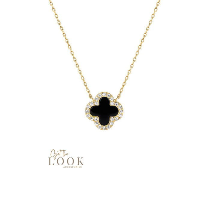 Luxe Clover Necklace - Gold & Black Onyx