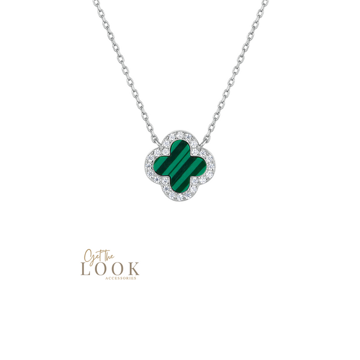 Luxe Clover Necklace - Silver & Green