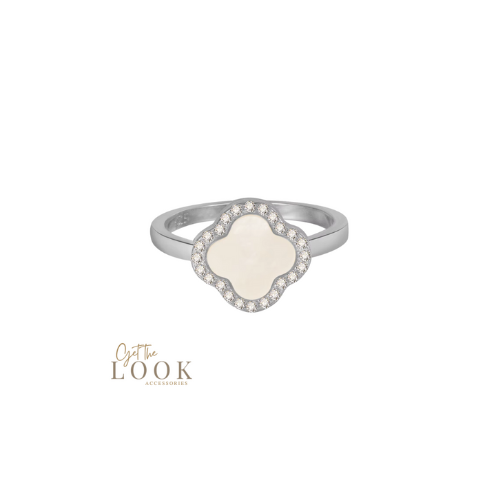 Luxe Clover Ring - Silver & MOP