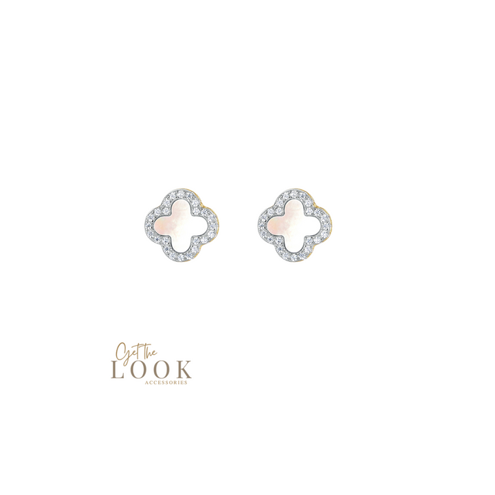 Luxe Clover Stud Earrings - Silver & MOP