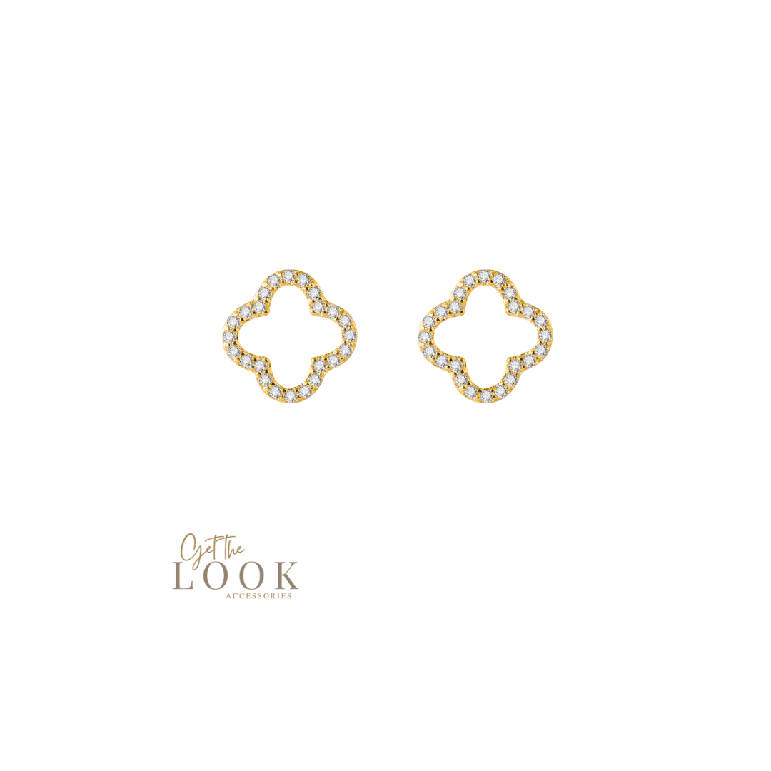 Luxe Hollow Clover Stud Earrings - Gold