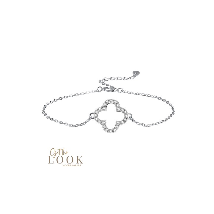 Luxe Hollow Single Clover Bracelet - Silver