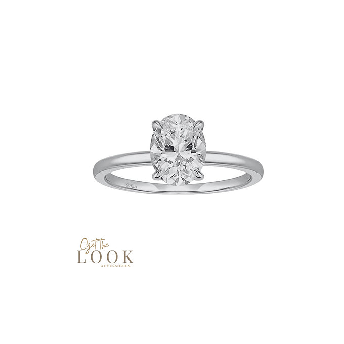 Jasmine Oval 3ct Diamond Ring - Silver
