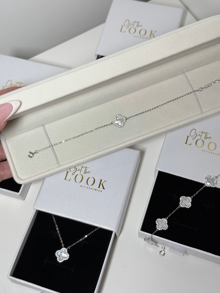 Luxe Single Clover Bracelet - Silver & MOP