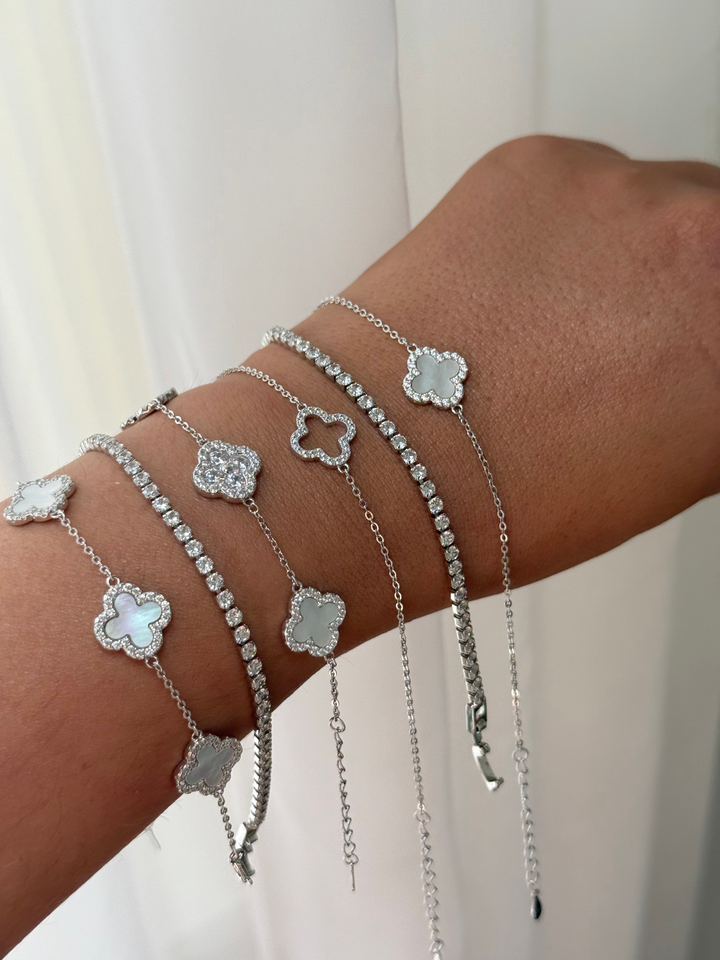 Luxe Single Clover Bracelet - Silver & MOP