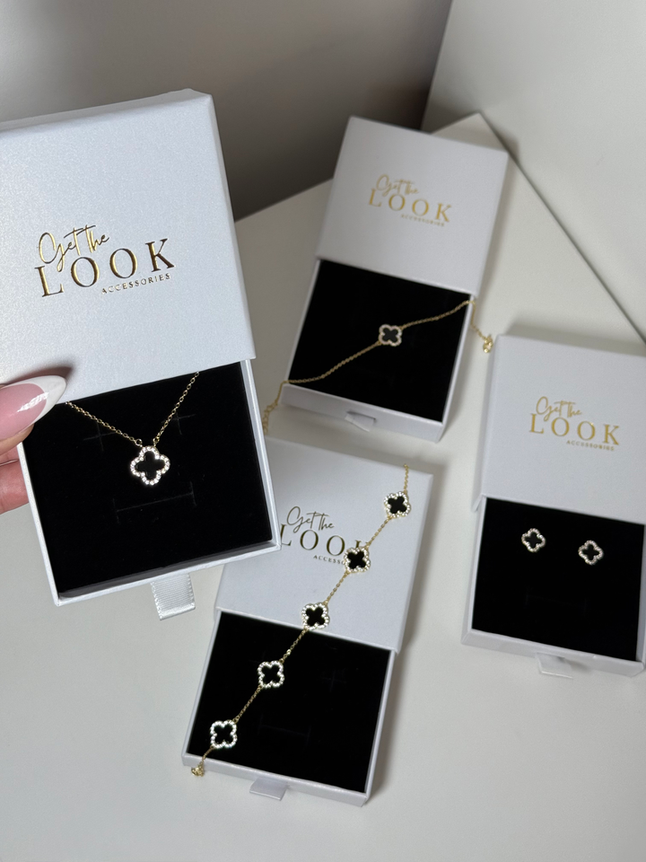 Luxe Clover Necklace - Gold & Black Onyx