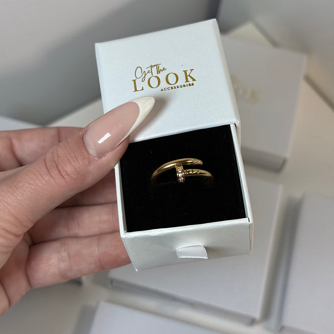 Forget Me Not Diamond Head Screw Ring - Gold