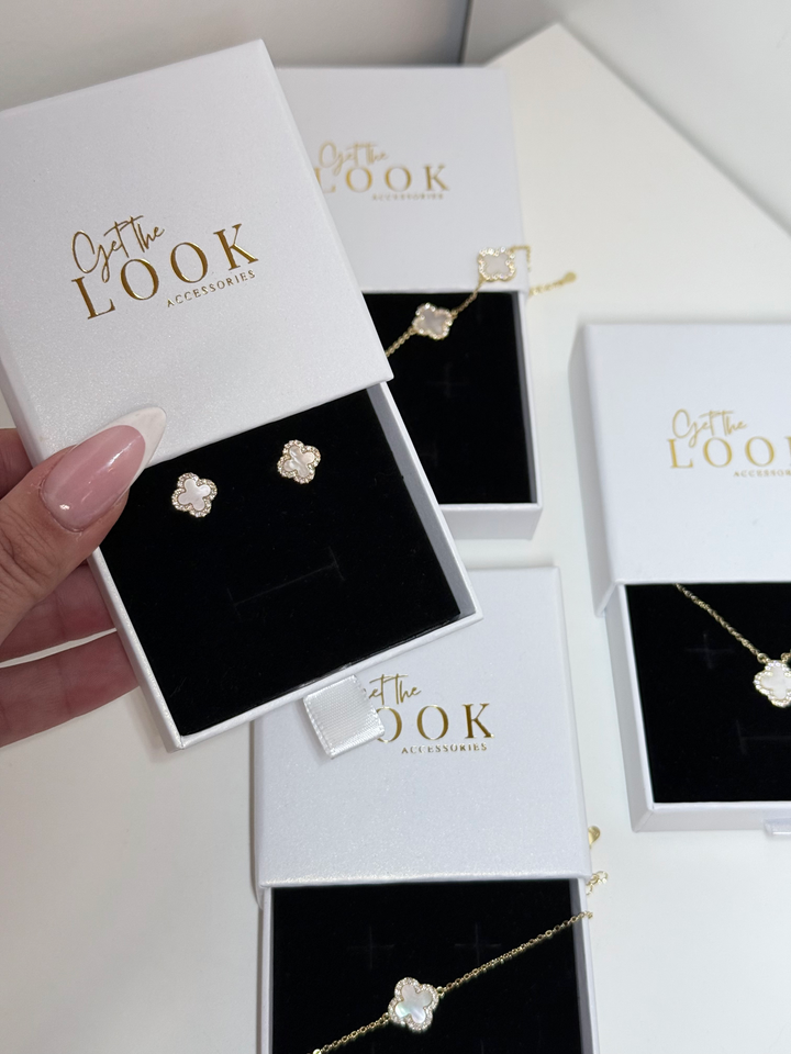 Luxe Clover Stud Earrings - Gold & MOP