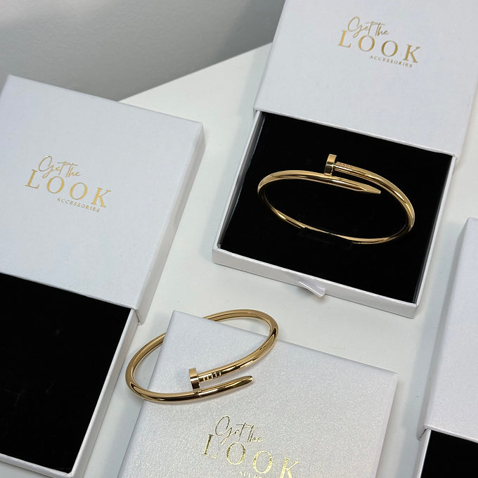 Forget Me Not Screw Bangle - Gold