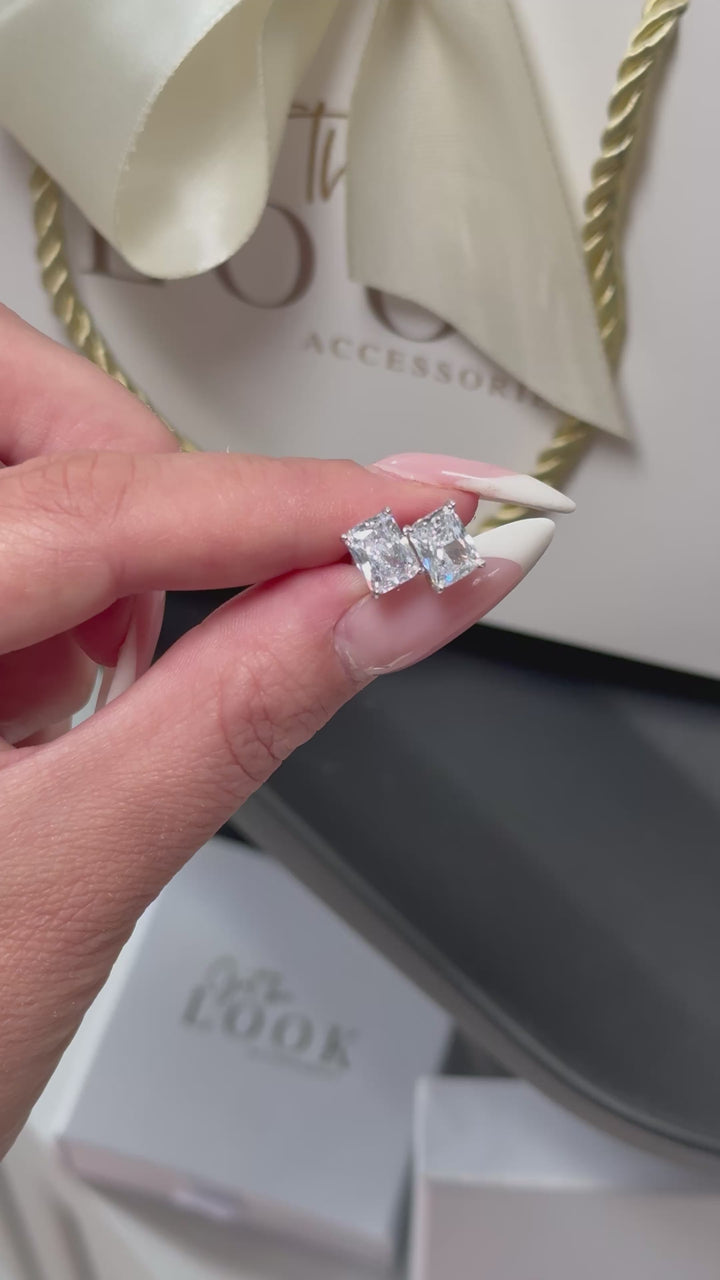 Tia Diamond Stud Earrings - Silver