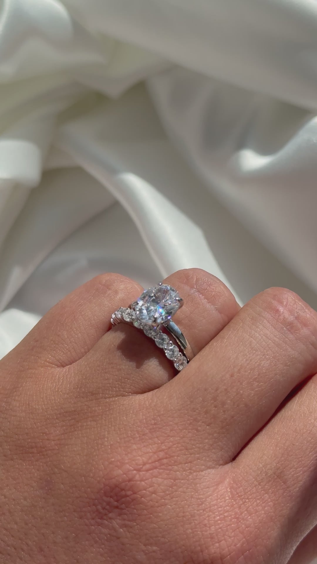 Sophia Oval 3ct Diamond Ring - Silver