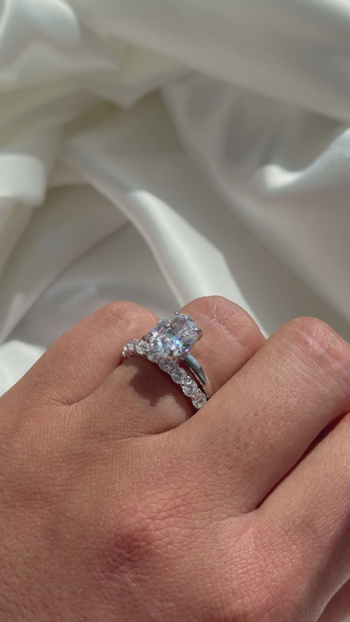 Sophia Oval 3ct Diamond Ring - Silver