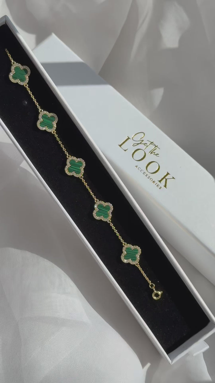 Luxe Clover Stud Earrings - Gold & Green