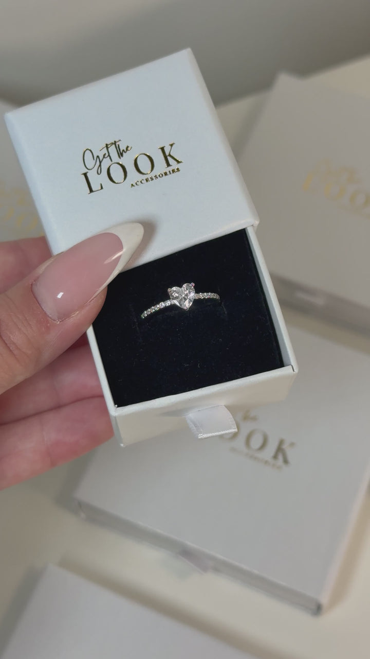 Te Amo Diamond Tennis Ring - Silver
